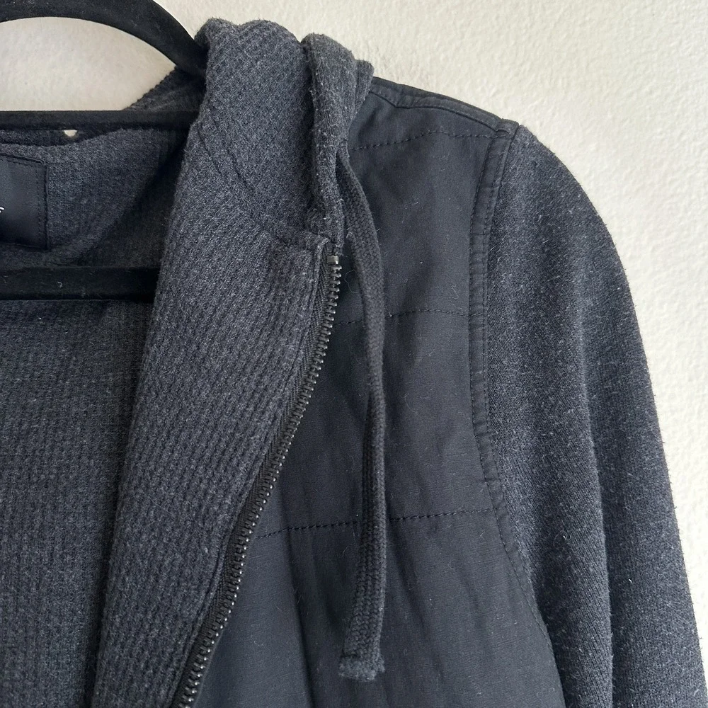 Rails Merle Hoodie Mens Small Faded Black Mixed Media Quilted‎ Full Zip Jacket